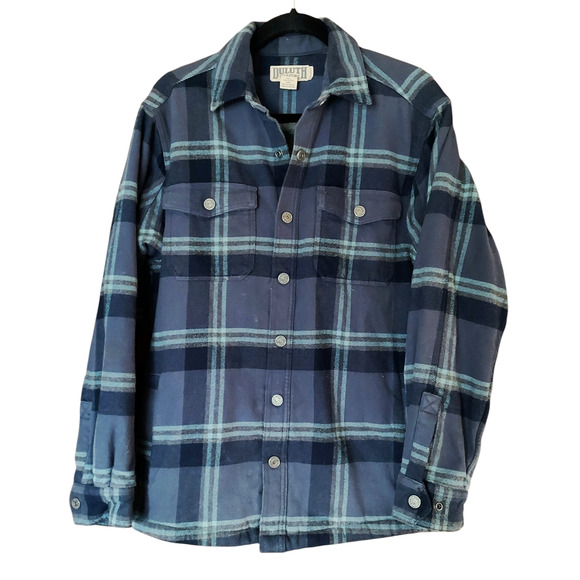 Duluth Trading Co. Men's Flapjack Fleece-lined Relaxed Fit Blue Plaid Jacket SM - Picture 1 of 9